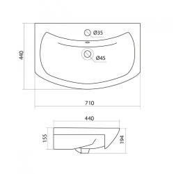 Тумба с раковиной RUVANN Luva 70 
