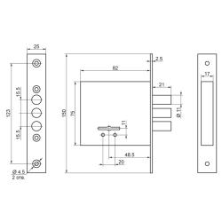 Замок врезной ПРОСАМ 8-6 Хром