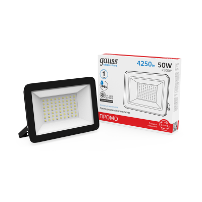 Прожектор LED GAUSS 50W черный 613100350P Прожектор LED GAUSS 50W черный 613100350P