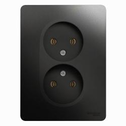 Розетка сетевая SYSTEME ELECTRIC Glossa двойная антрацит GSL000720