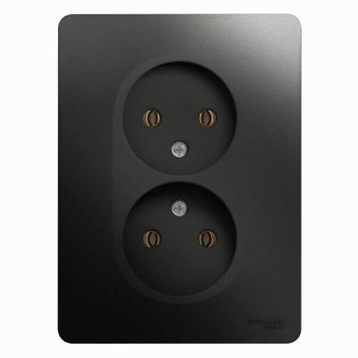 Розетка сетевая SYSTEME ELECTRIC Glossa двойная антрацит GSL000720