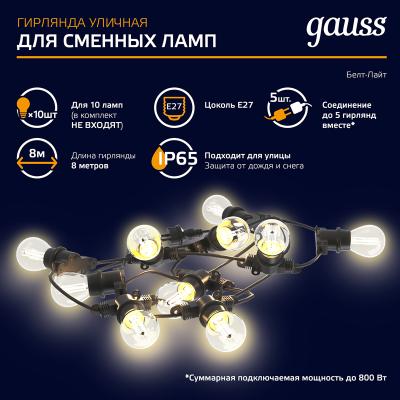 Гирлянда Нить GAUSS 1 режим 8 м