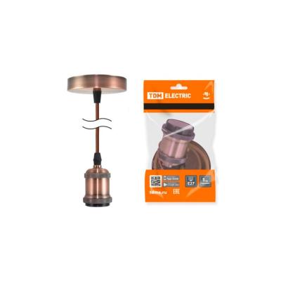 Патрон TDM Лофт Е27 металл с подвесом медный