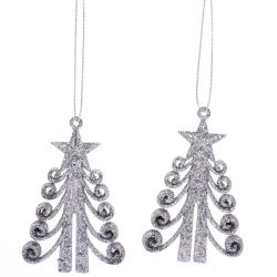 Набор елочных украшений СЕРПАНТИН Елочка кудрявая серебро 7 см