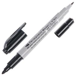 Маркер перманентный CROWN P-800W двухсторонний черный 2/1 мм