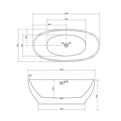 Ванна акриловая ABBER 165*80 см AB9207MB 