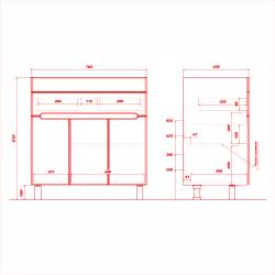 Тумба с раковиной RUVANN Nika 80 графит