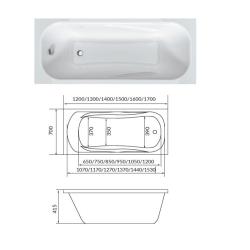 Ванна акриловая OPTIMA Classic 150*70 см