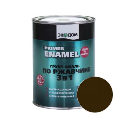 Грунт-эмаль ЭКОДОМ Коричневый 0,9 кг