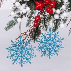 Набор елочных украшений СЕРПАНТИН Снежинки волшебные голубой 9 см