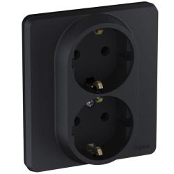 Розетка сетевая LEGRAND Inspiria с заземлением двойная антрацит 673753