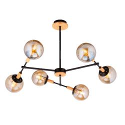 Люстра ЛАЙТ СФЕРА 4900/6 BK+WOOD Черный