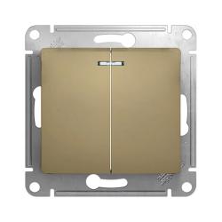 Механизм выключателя SYSTEME ELECTRIC Glossa 2 клавиши с подсветкой титан GSL000453
