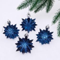 Набор елочных украшений СЕРПАНТИН Звезда остроконечная сапфир 6 см