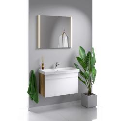 Тумба с раковиной AQWELLA Smart 80 дуб балтийский, белый