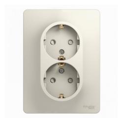 Розетка сетевая SYSTEME ELECTRIC Glossa с заземлением с защитными шторками двойная жемчуг GSL000626
