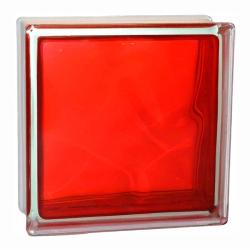 Стеклоблок основной GLASS BLOCK Волна окрашенный внутри рубиновый