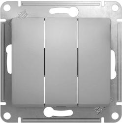 Механизм выключателя SYSTEME ELECTRIC Glossa 3 клавиши алюминий GSL000331