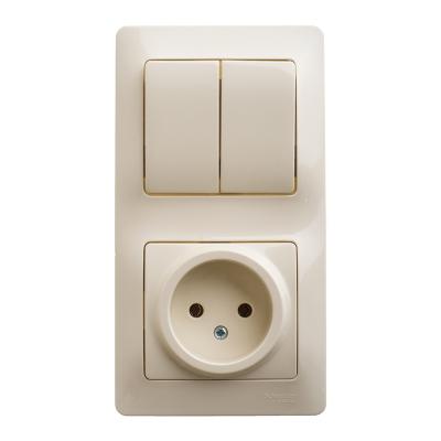 Блок розетка и выключатель SYSTEME ELECTRIC Glossa бежевый GSL000272