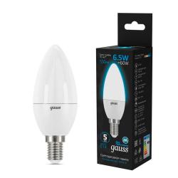 Лампа LED GAUSS 6,5W/E14/6500K свеча 103101307