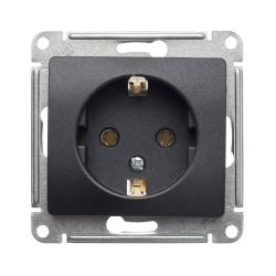 Механизм розетки сетевой SYSTEME ELECTRIC Glossa с заземлением антрацит GSL000743
