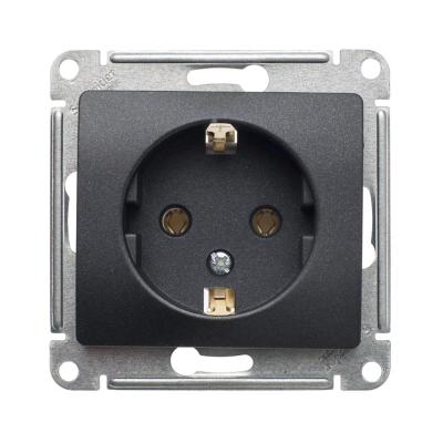 Механизм розетки сетевой SYSTEME ELECTRIC Glossa с заземлением антрацит GSL000743