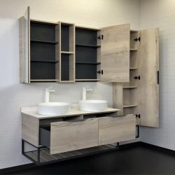 Тумба с раковиной COMFORTY Порто 120 дуб дымчатый 2 раковины