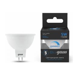 Лампа LED GAUSS 5W/GU5.3/6500K диммируемая MR16 101505305-D 