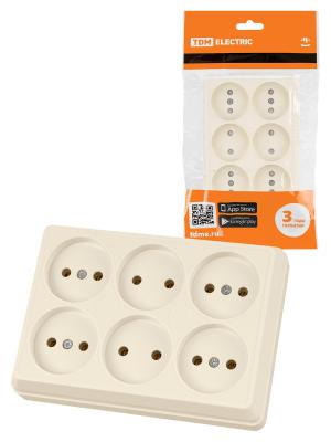 Розетка TDM Ладога 6 гнезд слоновая кость SQ1801-0244