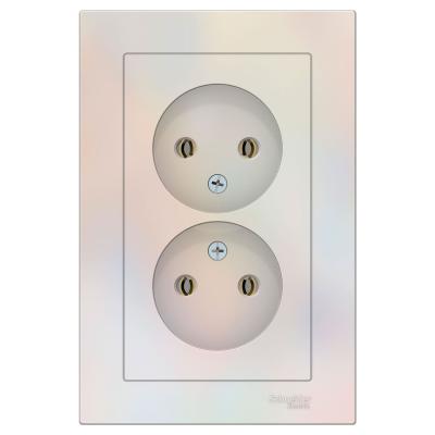Розетка сетевая SYSTEME ELECTRIC Atlas design двойная жемчуг ATN000420
