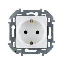 Механизм розетки сетевой LEGRAND Inspiria с заземлением с защитными шторками белый 673730
