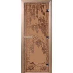 Дверь для бани DOORWOOD Березка Бронза матовая правое 1900*700 мм