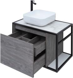 Тумба с раковиной AQUANET Nova Lite Loft 75 L серый, дуб рошелье