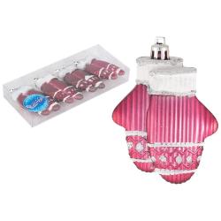 Набор елочных украшений ВОЛШЕБНАЯ СТРАНА Варежки малиновый 10 см 