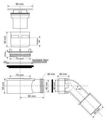 Сифон бутылочный MCALPINE для душевого поддона MRS7