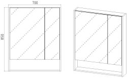 Зеркальный шкаф VIANT Мальта 70*85 см