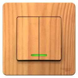 Выключатель SYSTEME ELECTRIC Blanca 2 клавиши с подсветкой ясень BLNVS010515