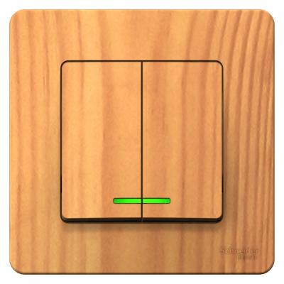 Выключатель SYSTEME ELECTRIC Blanca 2 клавиши с подсветкой ясень BLNVS010515