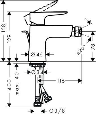 Смеситель для биде HANSGROHE Talis E 71720000 Смеситель для биде HANSGROHE Talis E 71720000