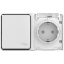 Блок розетка и выключатель SYSTEME ELECTRIC Atlas design Profi54 белый ATN540170