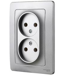 Розетка SYSTEME ELECTRIC Blanca двойная алюминий BLNRS000023