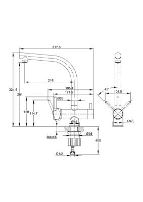 Смеситель для кухни CERSANIT Crea 64840 Смеситель для кухни CERSANIT Crea 64840
