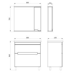 Тумба с раковиной АСБ-МЕБЕЛЬ Вита 80 