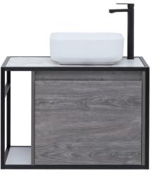 Тумба с раковиной AQUANET Nova Lite Loft 75 R мрамор, дуб рошелье