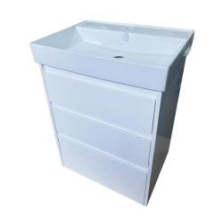 Тумба с раковиной AQUANET Nova Lite 60 3 ящика белый глянец 