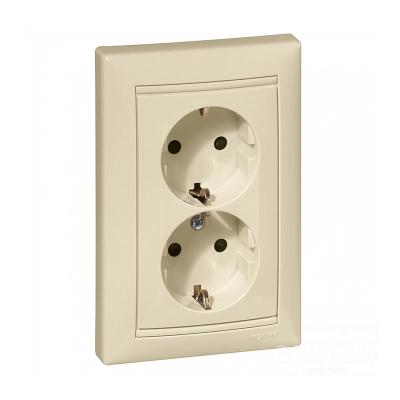 Розетка сетевая LEGRAND Valena с заземлением двойная кремовый 774371