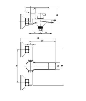 Смеситель для ванны RUSH A532-02-44 