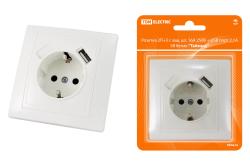 Розетка комбинированная TDM Таймыр с гнездами USB белая SQ1814-0040