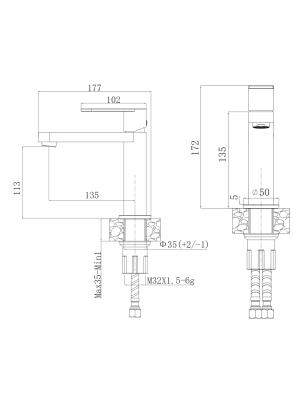 Смеситель для умывальника AGGER GP71-301GM 