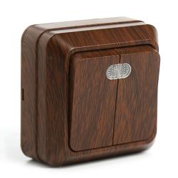 Выключатель TDM Ладога 2 клавиши с подсветкой бук SQ1801-0030